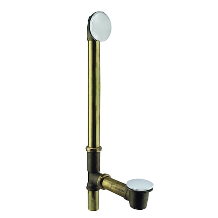 Westbrass 22" 17-Gauge Brass Bathtub Assembly with Tip-Toe Drain and No-Hole Overflow, Polished Chrome D326H-26 (7931817H-26)